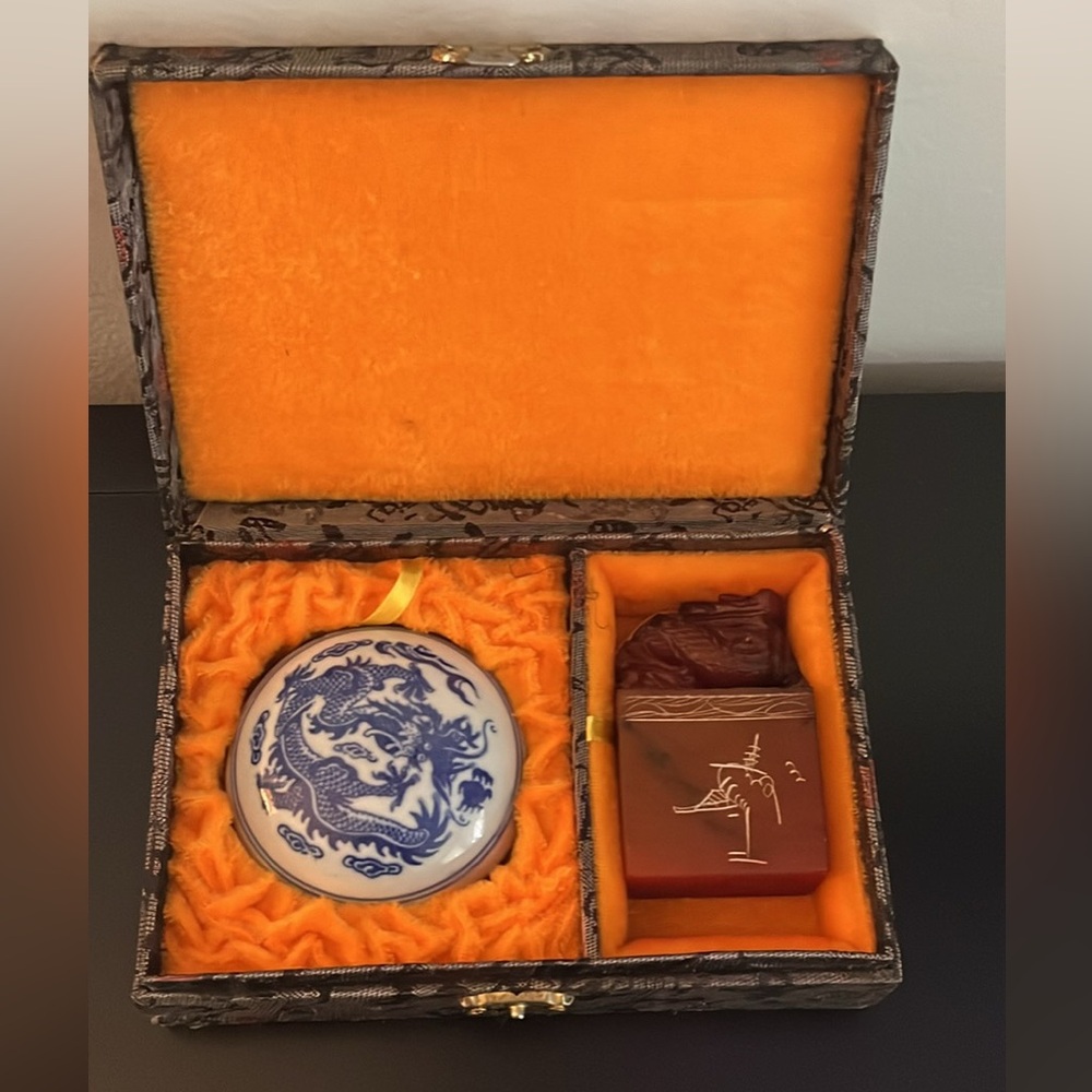 Chinese Seal Set “Chop” Carved /Red Past Ink